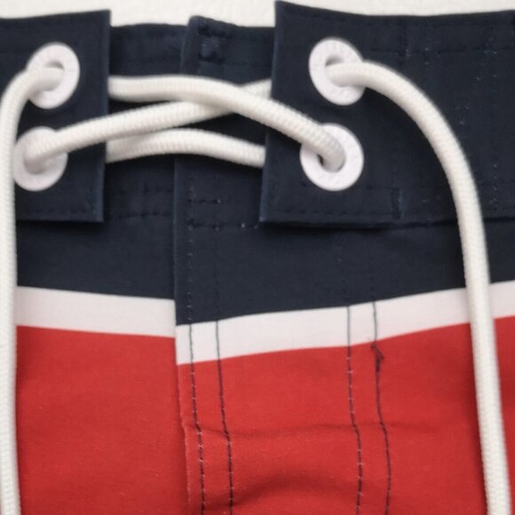 Hollister Men's Size 34 Red White & Navy Mesh Lined Swim Shorts - Picture 13 of 13